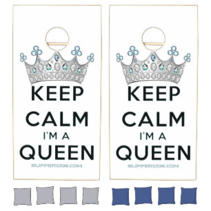 SlipperyJoe's keep calm queen polished silver crow Cornhole Set