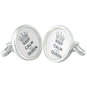 SlipperyJoe's keep calm queen polished silver crow Cufflinks