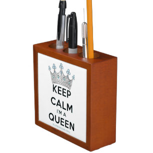 SlipperyJoe's keep calm queen polished silver crow Desk Organizer