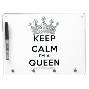 SlipperyJoe's keep calm queen polished silver crow Dry Erase Board With Keychain Holder