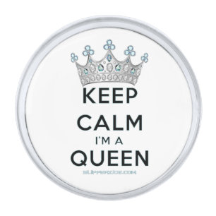 SlipperyJoe's keep calm queen polished silver crow Finish Lapel Pin