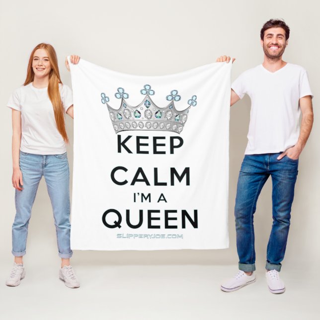 SlipperyJoe's keep calm queen polished silver crow Fleece Blanket (In Situ)
