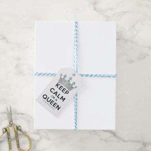 SlipperyJoe's keep calm queen polished silver crow Gift Tags