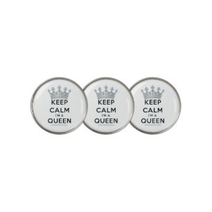 SlipperyJoe's keep calm queen polished silver crow Golf Ball Marker