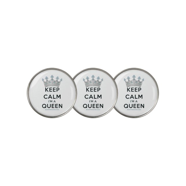 SlipperyJoe's keep calm queen polished silver crow Golf Ball Marker (3 Up)