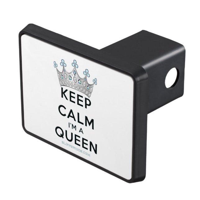 SlipperyJoe's keep calm queen polished silver crow Hitch Cover (Top Right)