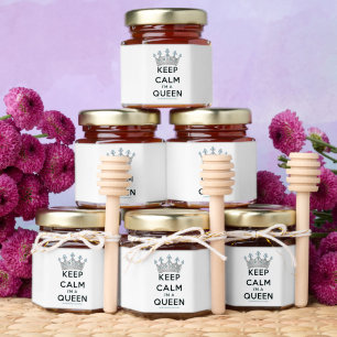SlipperyJoe's keep calm queen polished silver crow Honey Jar Favors