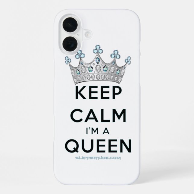 SlipperyJoe's keep calm queen polished silver crow iPhone Case (Back)