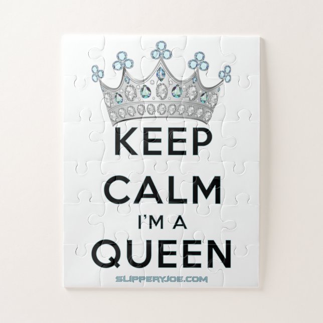 SlipperyJoe's keep calm queen polished silver crow Jigsaw Puzzle (Vertical)