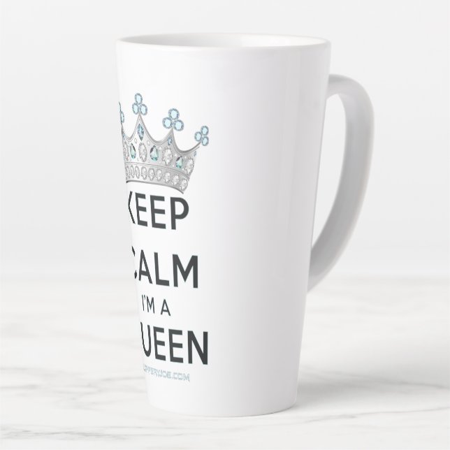 SlipperyJoe's keep calm queen polished silver crow Latte Mug (Right Angle)