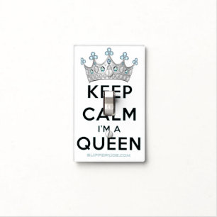SlipperyJoe's keep calm queen polished silver crow Light Switch Cover