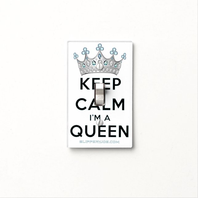 SlipperyJoe's keep calm queen polished silver crow Light Switch Cover (In Situ)