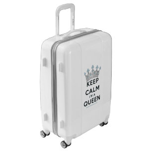 SlipperyJoe's keep calm queen polished silver crow Luggage