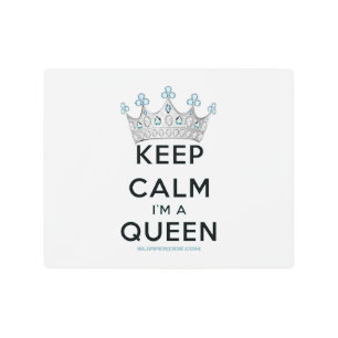SlipperyJoe's keep calm queen polished silver crow Metal Print