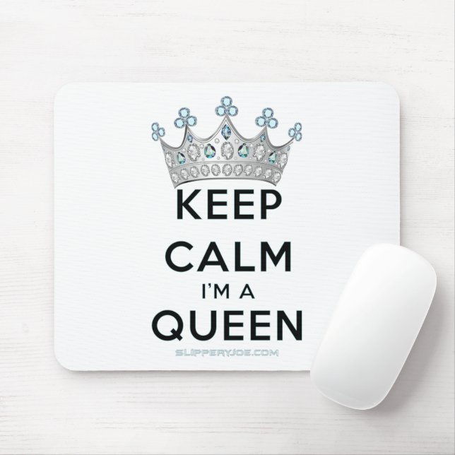 SlipperyJoe's keep calm queen polished silver crow Mouse Pad (With Mouse)