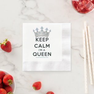 SlipperyJoe's keep calm queen polished silver crow Napkins