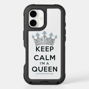 SlipperyJoe's keep calm queen polished silver crow iPhone 16 Case