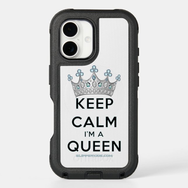 SlipperyJoe's keep calm queen polished silver crow Otterbox iPhone Case (Back)