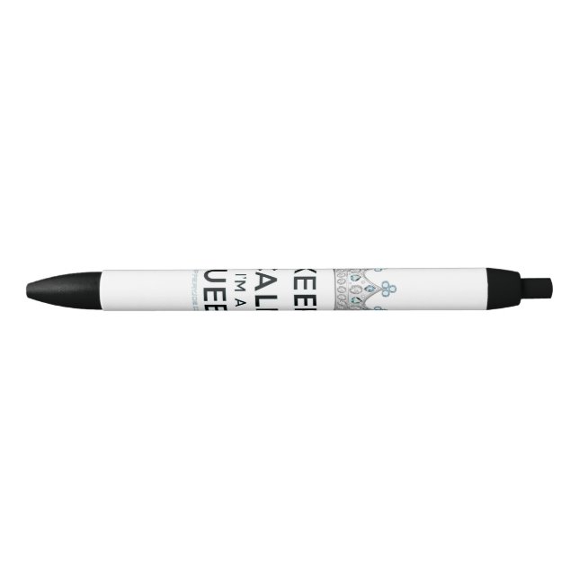 SlipperyJoe's keep calm queen polished silver crow Pen (Front)