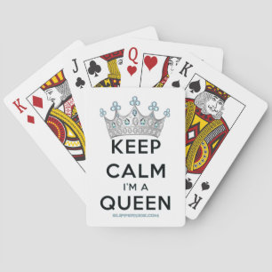 SlipperyJoe's keep calm queen polished silver crow Poker Cards