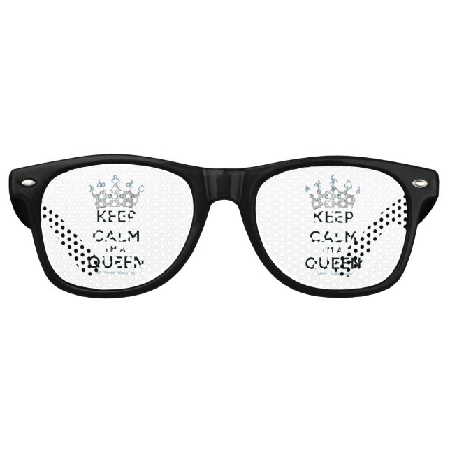 SlipperyJoe's keep calm queen polished silver crow Retro Sunglasses (Front)