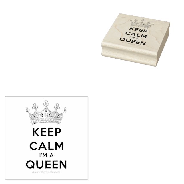 SlipperyJoe's keep calm queen polished silver crow Rubber Stamp (Stamped)