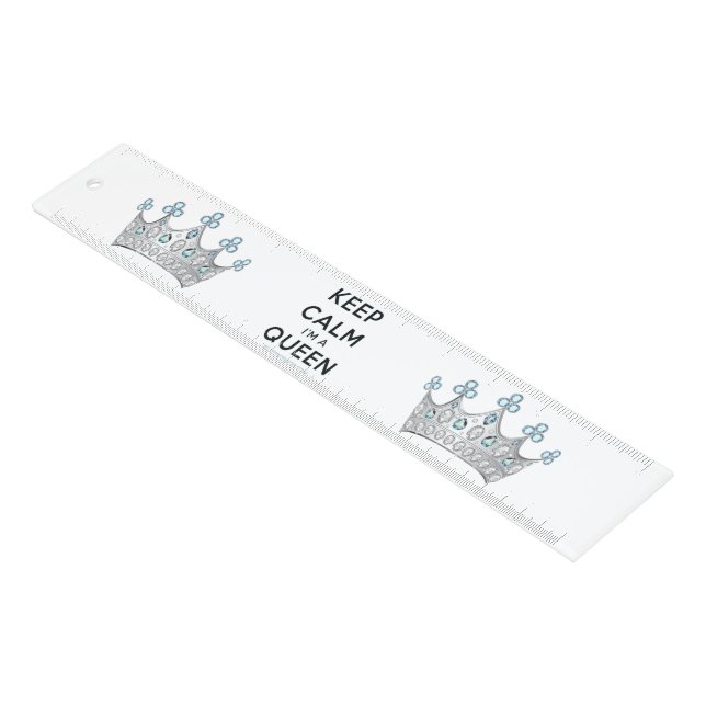 SlipperyJoe's keep calm queen polished silver crow Ruler (Angled)