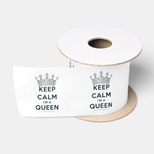 SlipperyJoe's keep calm queen polished silver crow Satin Ribbon