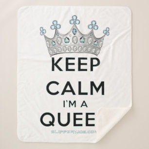 SlipperyJoe's keep calm queen polished silver crow Sherpa Blanket