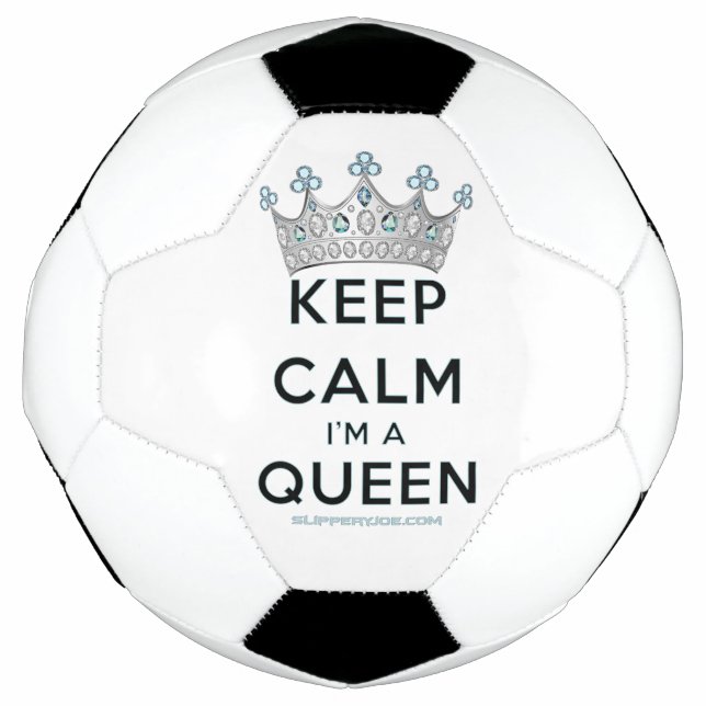 SlipperyJoe's keep calm queen polished silver crow Soccer Ball (Front)