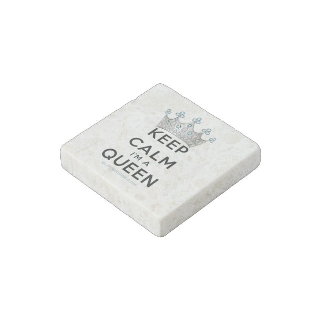 SlipperyJoe's keep calm queen polished silver crow Stone Magnet (Angled)