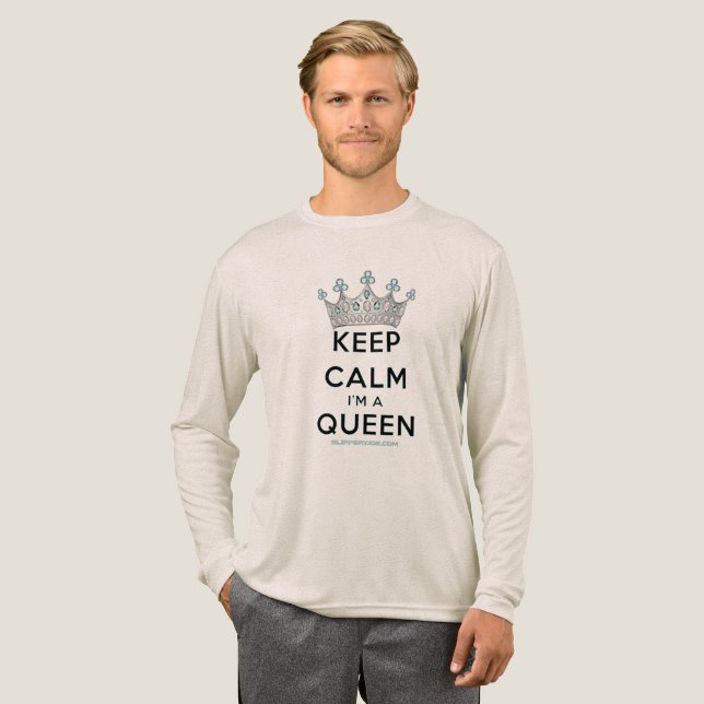 SlipperyJoe's keep calm queen polished silver crow Tri-Blend Shirt (Full Front)