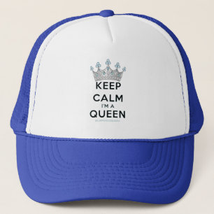 SlipperyJoe's keep calm queen polished silver crow Trucker Hat