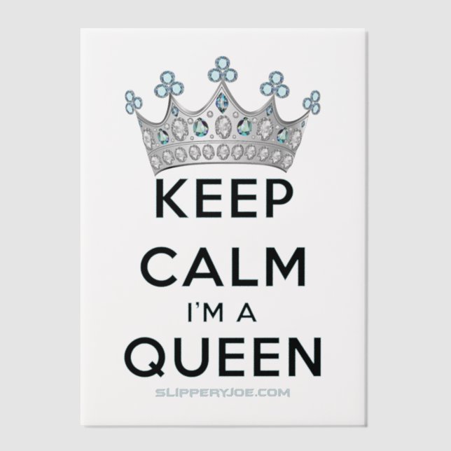 SlipperyJoe's keep calm queen polished silver crow Vellum Invitations (Front)