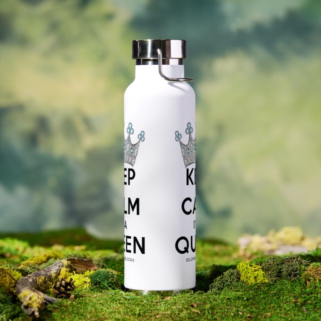 SlipperyJoe's keep calm queen polished silver crow Water Bottle (Outdoor)
