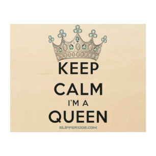SlipperyJoe's keep calm queen polished silver crow Wood Wall Art