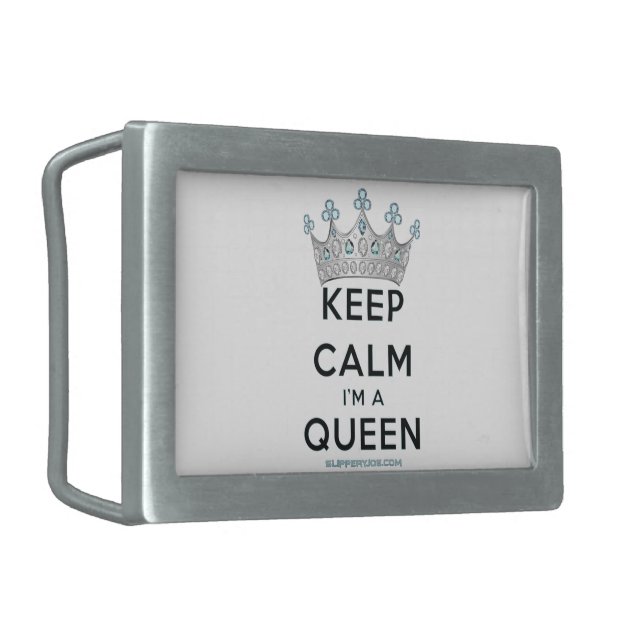 SlipperyJoe's Keep Calm Queen royal crown jewels a Belt Buckle (Front Left)
