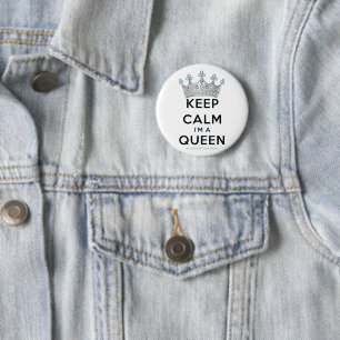 SlipperyJoe's Keep Calm Queen royal crown jewels a Button