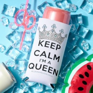 SlipperyJoe's Keep Calm Queen royal crown jewels a Seltzer Can Cooler