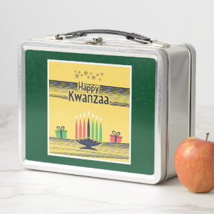 SlipperyJoe's Kwanzaa warm celebratory tone tradit Metal Lunch Box