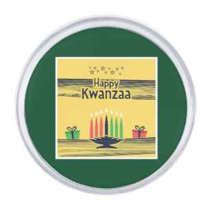 SlipperyJoe's Kwanzaa warm celebratory tone tradit Silver Finish Lapel Pin