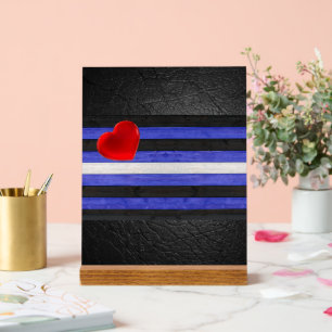 SlipperyJoe's leather pride flag black royal blue  Acrylic Sign