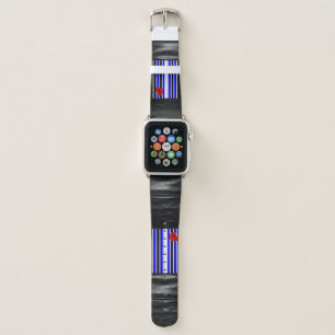 SlipperyJoe's leather pride flag black royal blue  Apple Watch Band