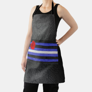 SlipperyJoe's leather pride flag black royal blue  Apron
