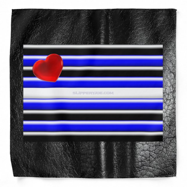 SlipperyJoe's leather pride flag black royal blue  Bandana (Front)