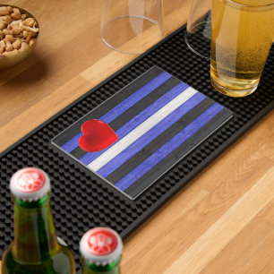 SlipperyJoe's leather pride flag black royal blue  Bar Mat