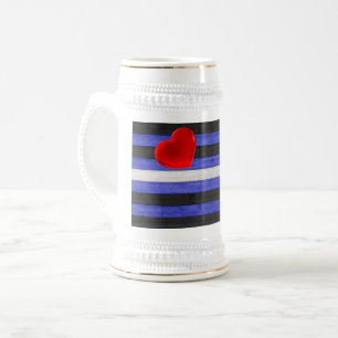 SlipperyJoe's leather pride flag black royal blue  Beer Stein