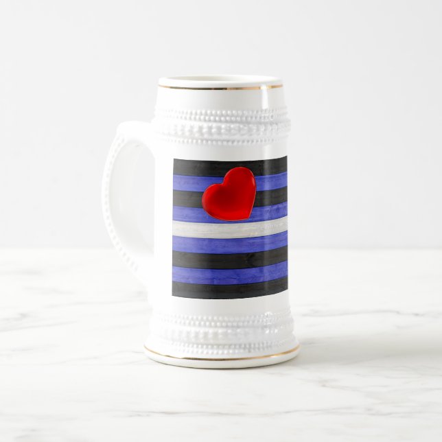 SlipperyJoe's leather pride flag black royal blue  Beer Stein (Front Left)