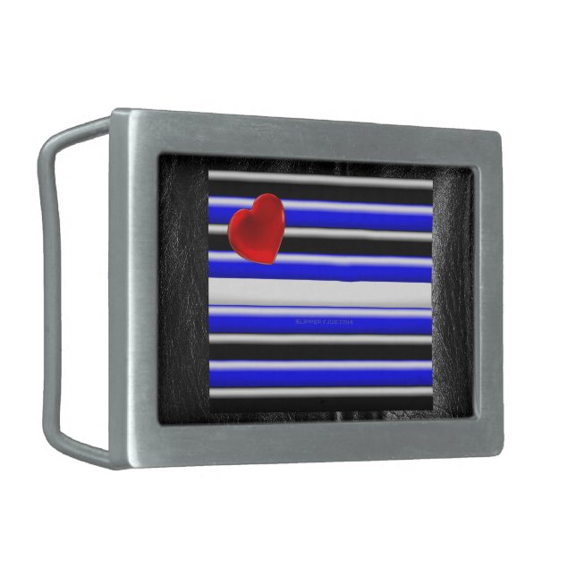 SlipperyJoe's leather pride flag black royal blue  Belt Buckle (Front Left)