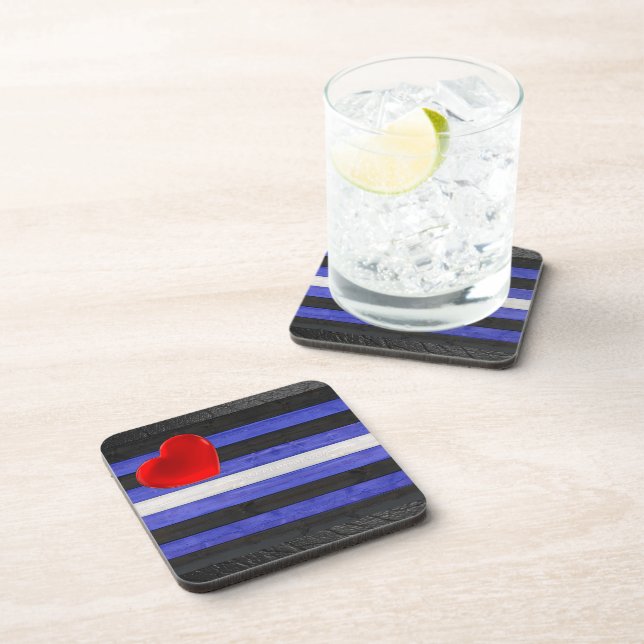 SlipperyJoe's leather pride flag black royal blue  Beverage Coaster (Right Side)
